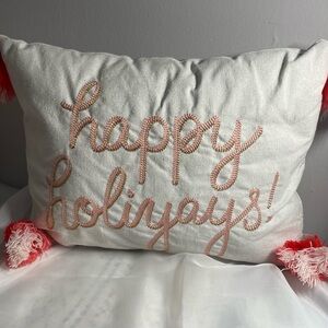 LC Lauren Conrad White Pillow with Red Accents